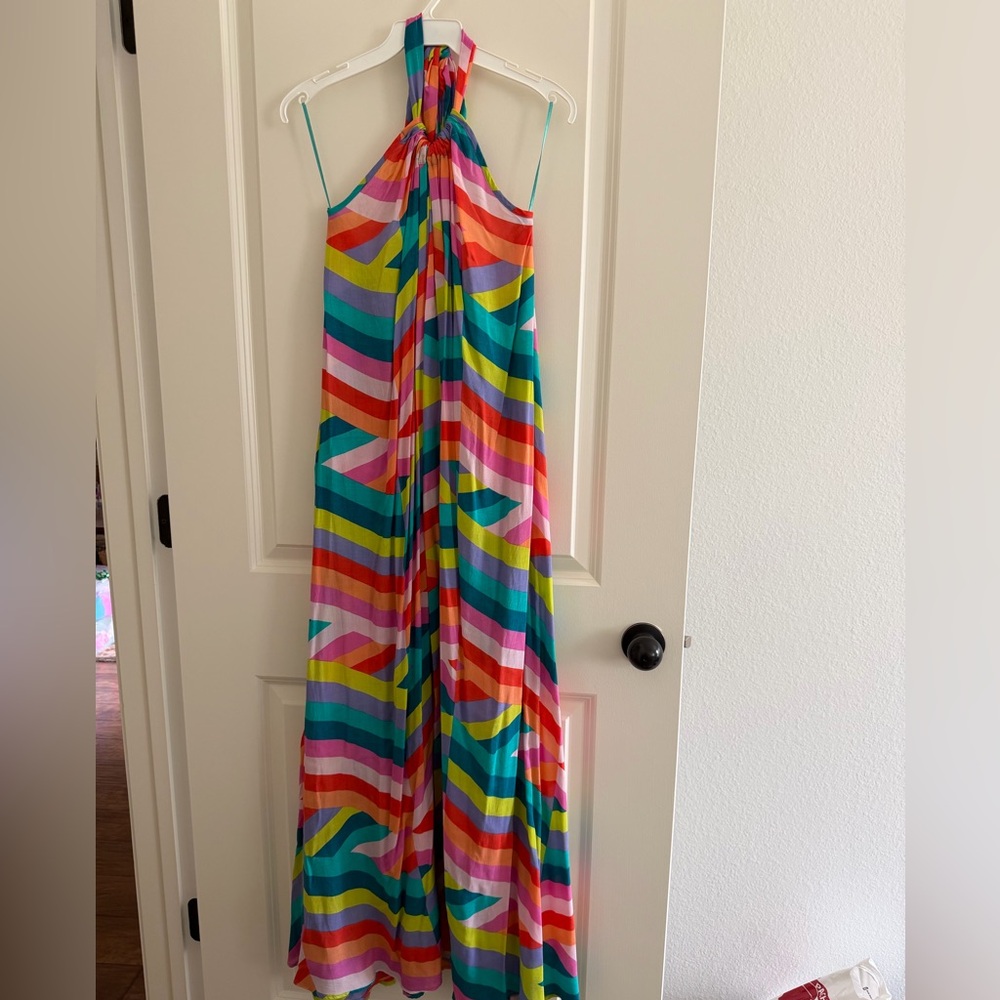 Elan Colorful Stripe halter Maxi Dress - Picture 4 of 9